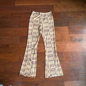 Beautiful Inamorata Beachwood Sheer Mesh Body Print Pattern Flare Pants